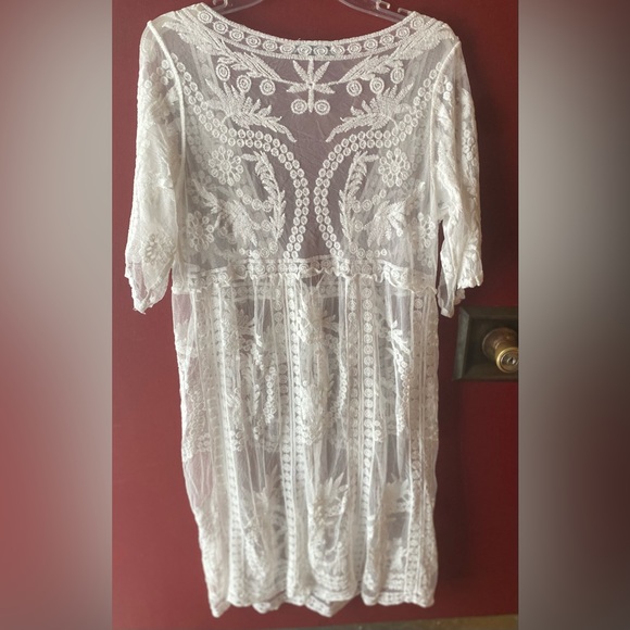 Shein Lace Cardigan Floral Sheer Beach Bikini Cover Ups Tie Kimono Size M NWOT - Picture 6 of 6